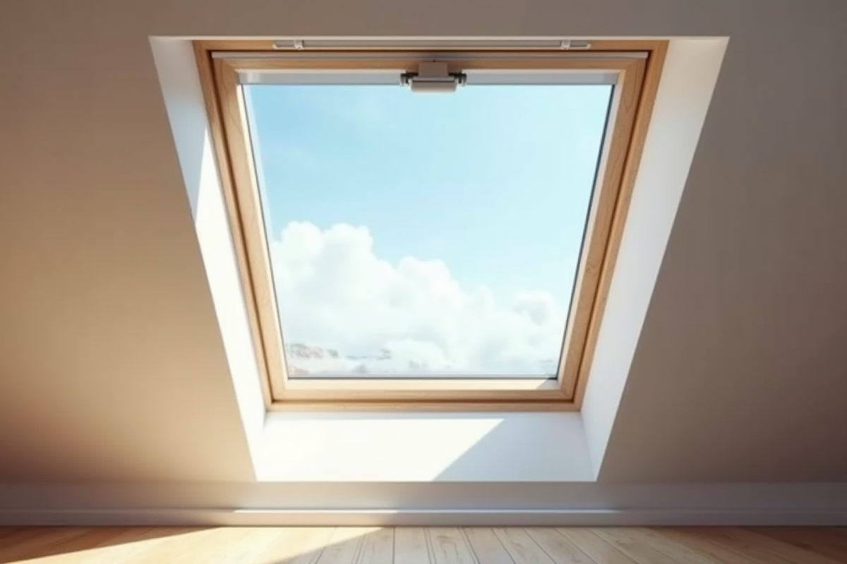 Chambre moderne avec Velux et écran insecte blanc